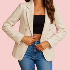Dames Blazer – Reverskraag & Dubbele Sluiting voor Tijdloze Klasse