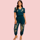 Dames Set – Bloemenprint Top en Elastische Taillebroek